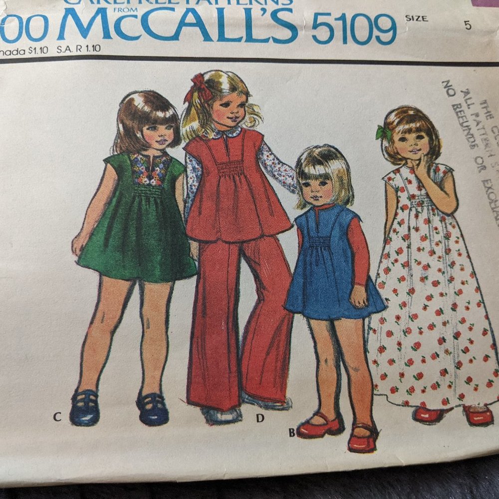 Sewing pattern Mccalls 5109 Girls Jumper